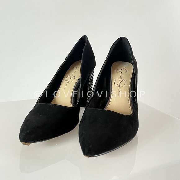 Maximalist | Black Suede Pumps with Studded Block Heel | Jessica Simpson - Picture 2 of 12